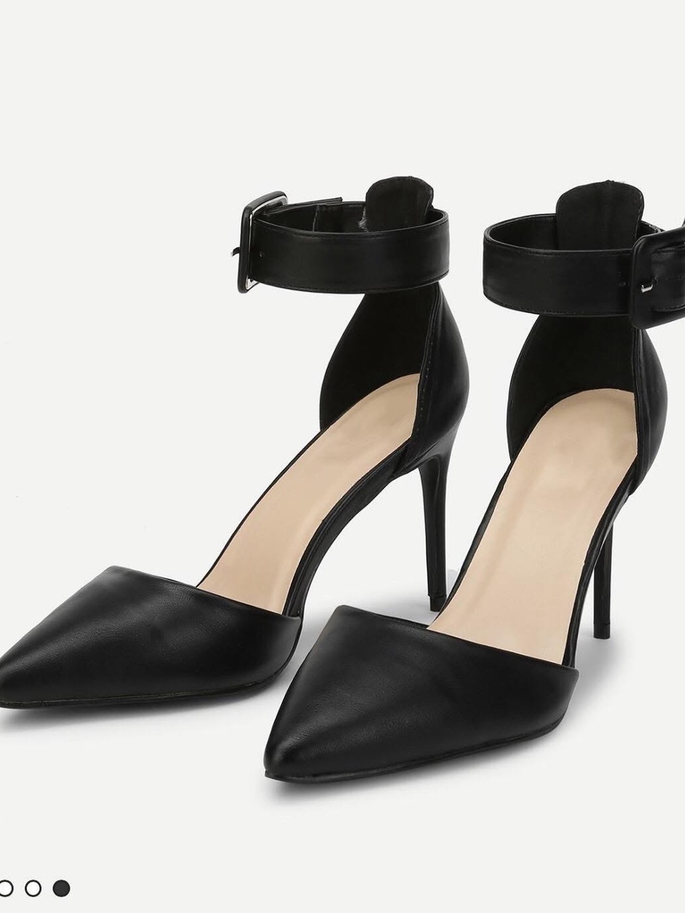 NWOT SHEIN Black Pointed Toe Ankle Strap Stiletto Heels in GOOD condition